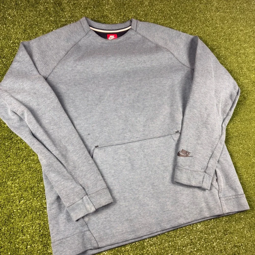 Nike Sportswear Tech Fleece Crewneck Sweatshirt Gray Blue Mens Medium 545163-064